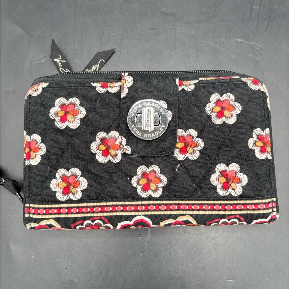 Vera Bradley Turn-lock Wallet in PIROUETTE Pattern w/ Black Interior Quilted